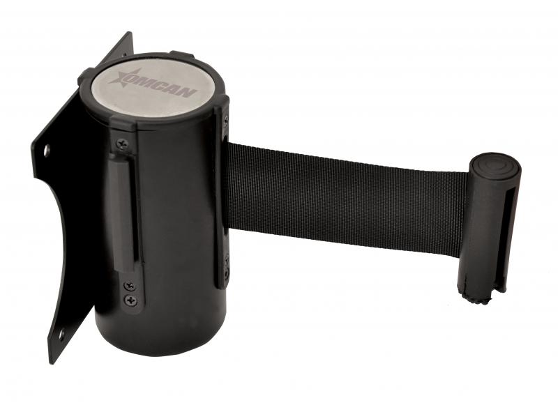 Black Painted Steel Wall-Mounted Crowd Control System with Retractable Belt Barrier 1 Black Painted Steel Wall-Mounted Crowd Control System with Retractable Belt Barrier